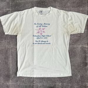 Men's Vintage 90's Jerzees Columbine High School Memorial White T Shirt Tee Sz L